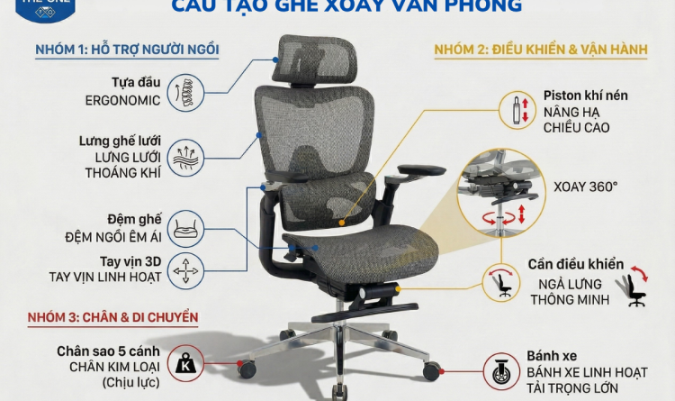 HƯỚNG DẪN CHI TIẾT CÁCH LẮP ĐẶT GHẾ XOAY VĂN PHÒNG TỪ A - Z